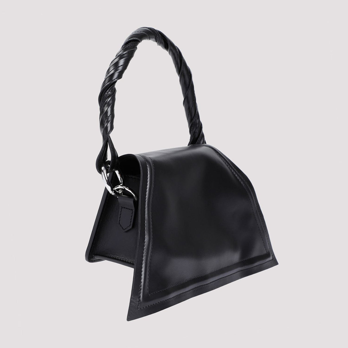 Y/PROJECT Mini Black Leather Crossbody Bag for Women, 19x13x8 cm