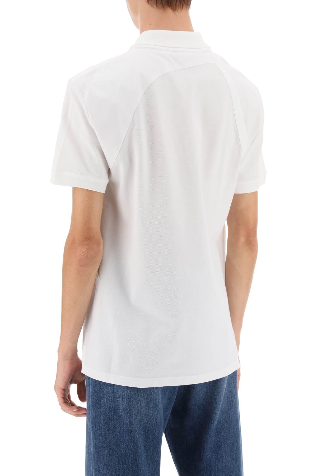 ALEXANDER MCQUEEN Men's Short-Sleeved Polo Shirt with Tonal Poplin Harness Detailing