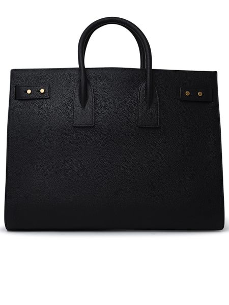 SAINT LAURENT Classic Black Calf Leather Tote Handbag for Men