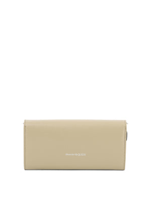 ALEXANDER MCQUEEN Tan Crossbody Wallet with Magnetic Closure and Inner Compartments