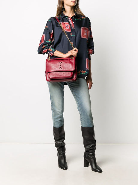 SAINT LAURENT Red Calfskin Shoulder Handbag for Women
