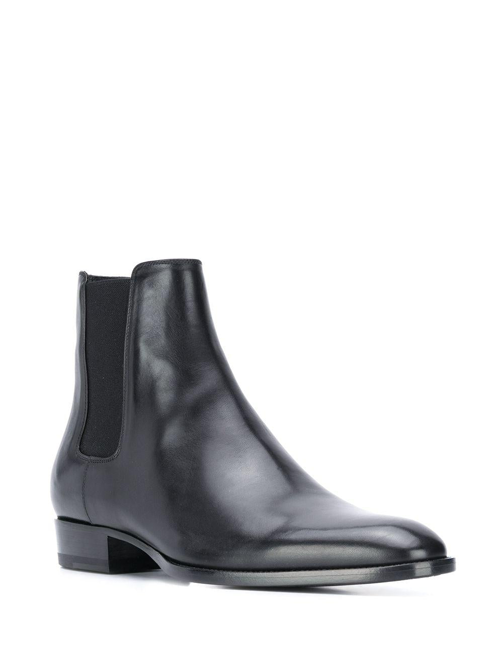SAINT LAURENT Black Leather Ankle Boots for Men