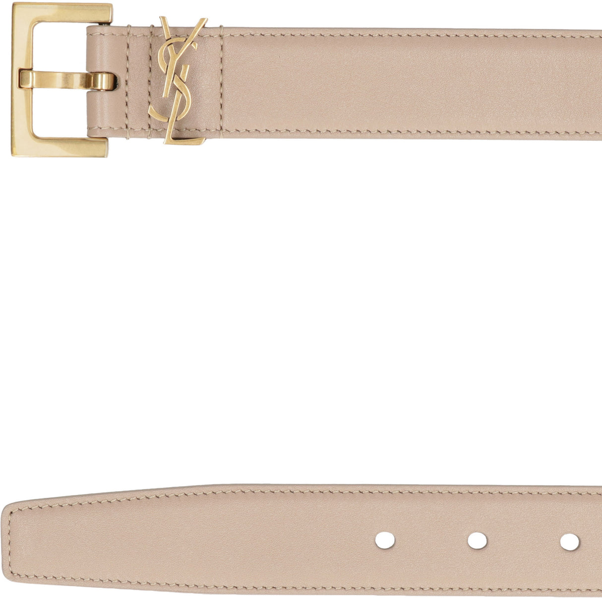 SAINT LAURENT Beige Calfskin Leather Belt for Women in SS24 Collection