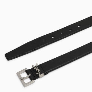 SAINT LAURENT Sleek Black Leather Belt for Men