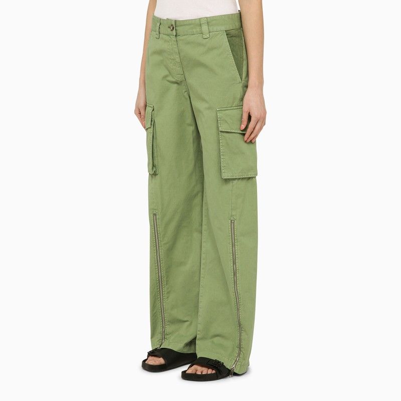 STELLA MCCARTNEY Women's Pistachio Green Cargo Trousers with Velvet Details for SS24