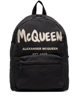 ALEXANDER MCQUEEN Graffiti Metropolitan Printed Backpack in Black for Men