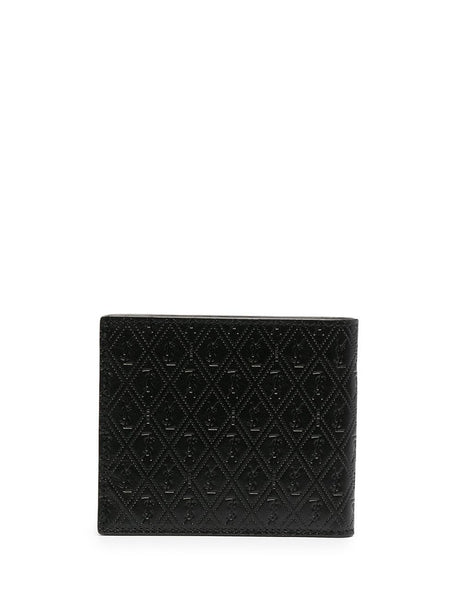 SAINT LAURENT Black Calf Leather Monogram Wallet for Men - SS23
