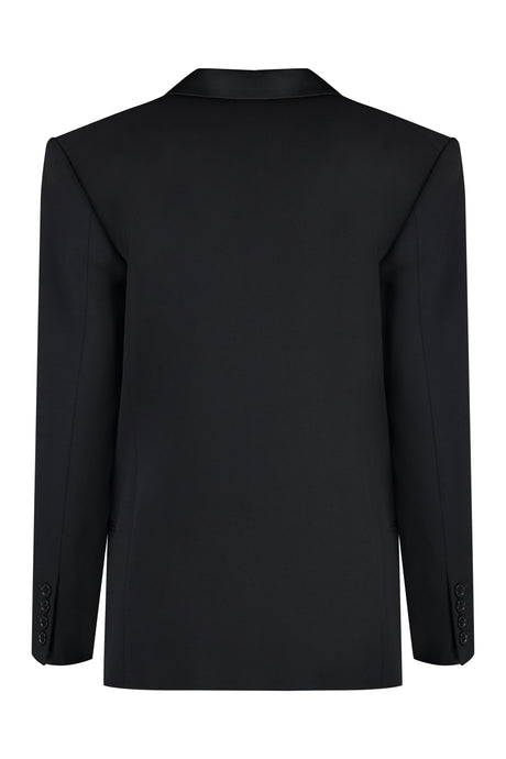 STELLA MCCARTNEY Black Single-Breasted Jacket with Padded Shoulders and Jacquard Lining
