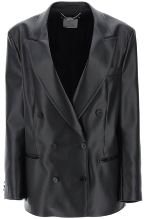 STELLA MCCARTNEY Women's Black Vegan Leather Blazer with Lapel Collar - FW23 Outerwear