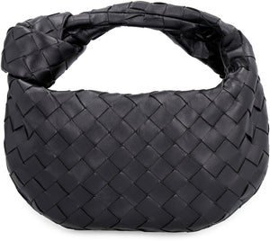 BOTTEGA VENETA Black Mini Jodie Handbag in Lambskin with Intrecciato Weave and Gold-Tone Details - 23x28x8cm