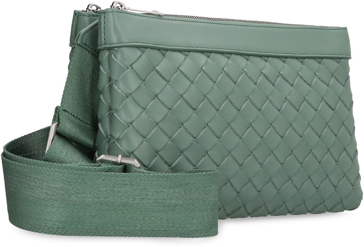 BOTTEGA VENETA Green Intrecciato Duo Crossbody Handbag for Men