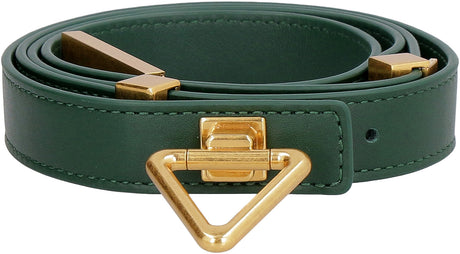 BOTTEGA VENETA Green Metallic Turn-Lock Belt for Women | 2cm Belt Height, 3.5x3.5cm Buckle Size