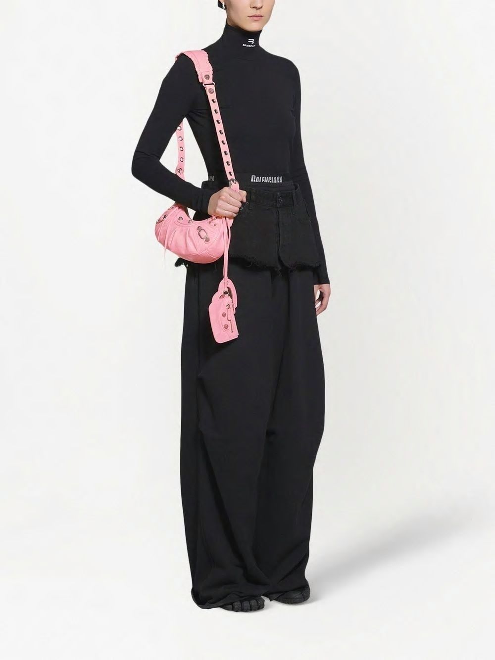 BALENCIAGA Studded Leather Crossbody Handbag in Pink for Women