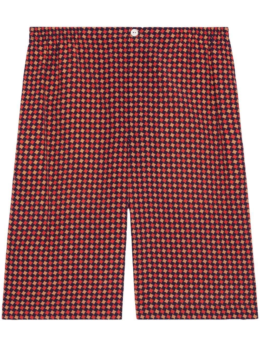 GUCCI Men's Multicolor Houndstooth Bermuda Shorts for SS23