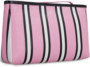 BALENCIAGA Cracked Pink Leather Clutch with Zipper Closure and Internal Zippered Pocket for Women