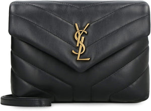 SAINT LAURENT Black Quilted Calfskin Crossbody Handbag with YSL Monogram