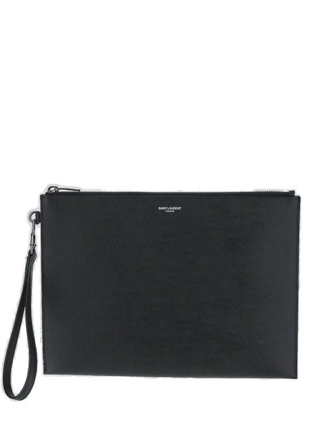 SAINT LAURENT Black Leather iPad Holder for Men