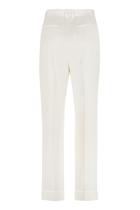 SAINT LAURENT White High-Waisted Tailored Trousers for Women
