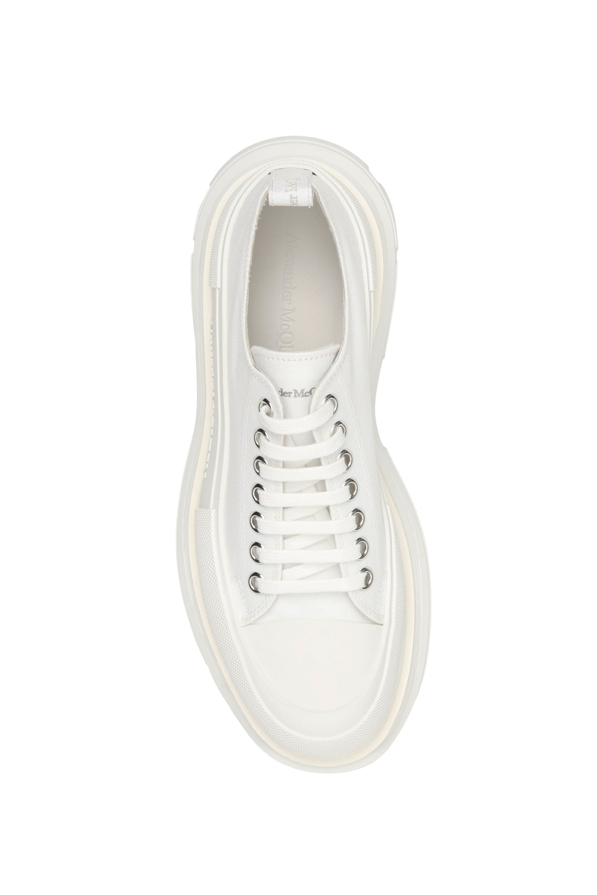 ALEXANDER MCQUEEN White Cotton Canvas Sneakers with Tonal Rubber Toe for Women