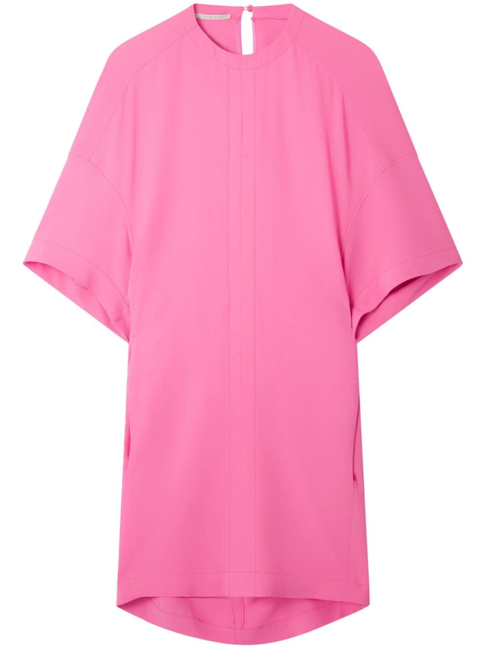 豪华丝绸混纺T恤连衣裙 - 时尚前卫女士的抢眼粉红色选择