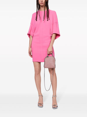 豪华丝绸混纺T恤连衣裙 - 时尚前卫女士的抢眼粉红色选择