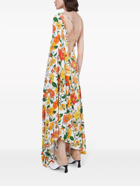 STELLA MCCARTNEY Floral Print One-Shoulder Long Dress - White/Multicolour