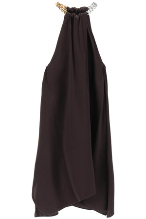 STELLA MCCARTNEY Satin Midi Dress with Chain Detail