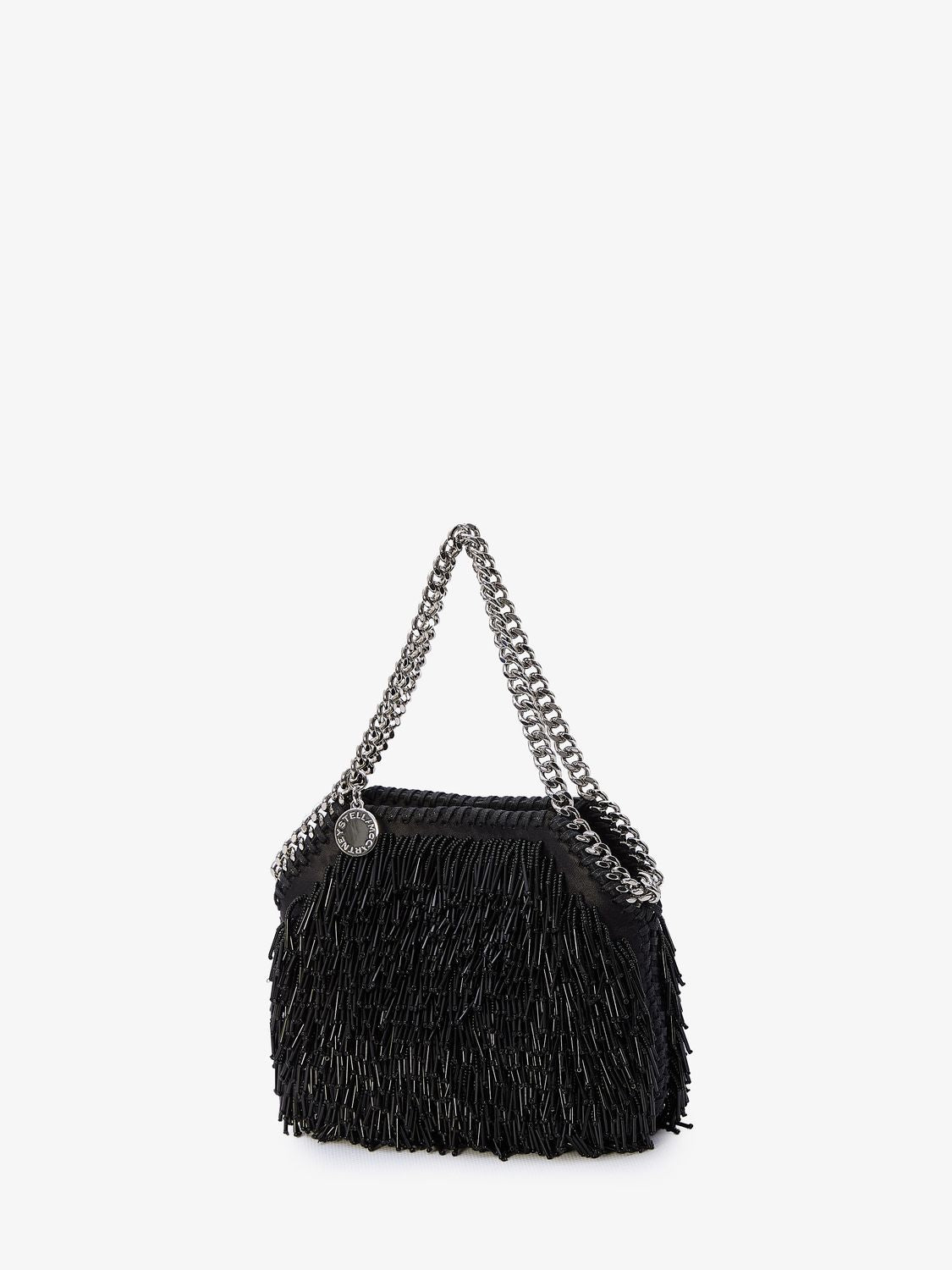 STELLA MCCARTNEY Sequined Micro Tote Bag with Fringe and Silver Chain