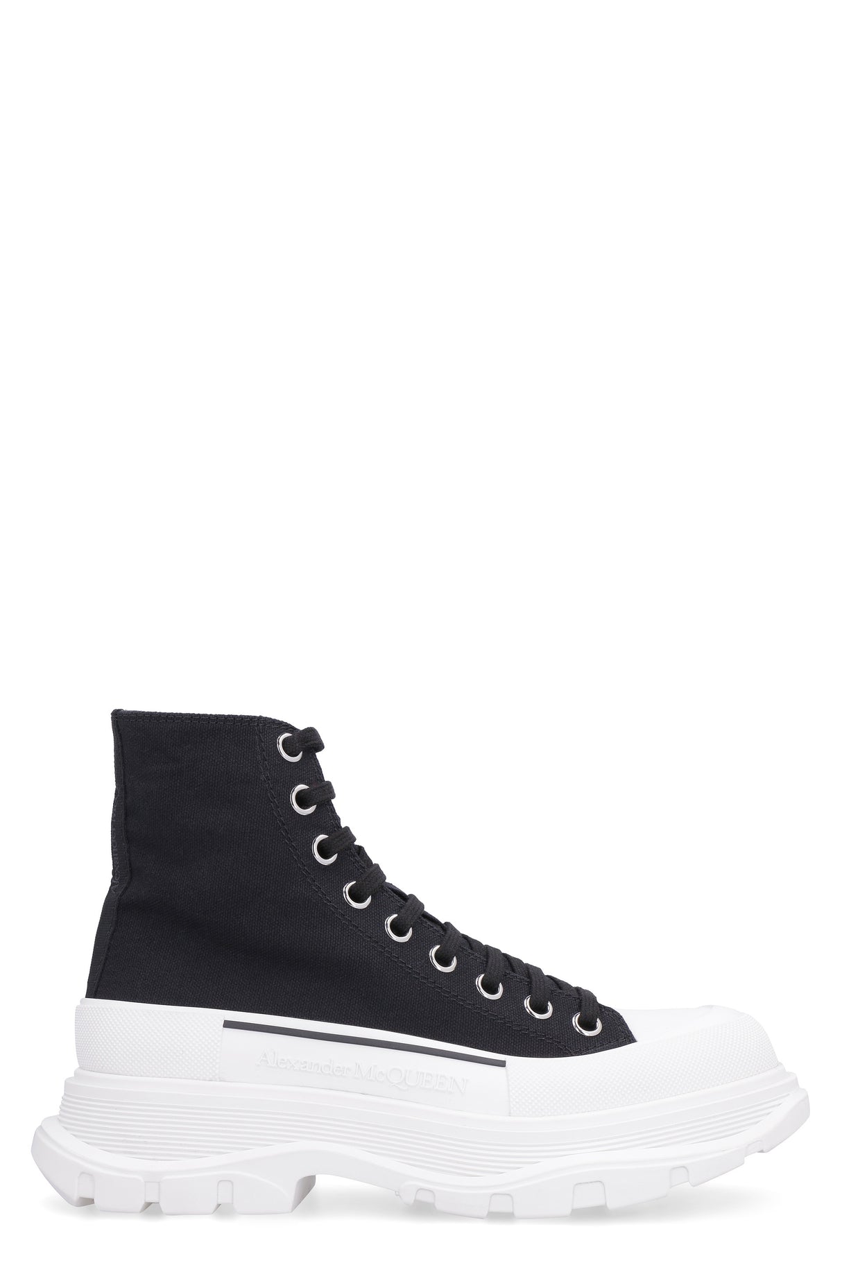 ALEXANDER MCQUEEN Canvas Ankle Boots for Men - Textured Rubber and Branded Grosgrain Detailing
