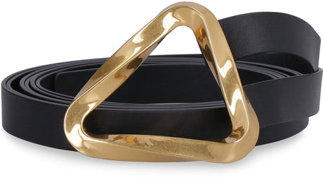 BOTTEGA VENETA Stylish Leather Double Strap Belt with Gold-Tone Hardware, Seasonal Must-Have for Women