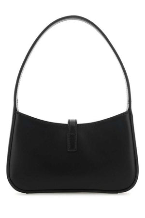 SAINT LAURENT Black Calfskin Leather Mini Hobo Bag for Women, SS24