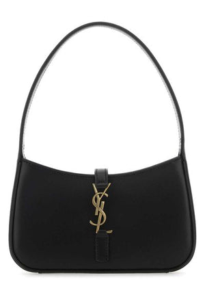 SAINT LAURENT Black Calfskin Leather Mini Hobo Bag for Women, SS24