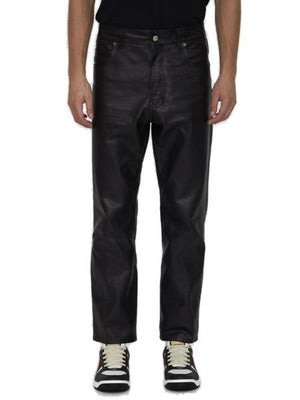GUCCI Black Shiny Leather Trousers for Men - SS23 Collection