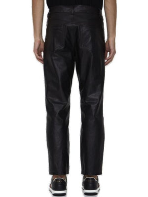 GUCCI Black Shiny Leather Trousers for Men - SS23 Collection