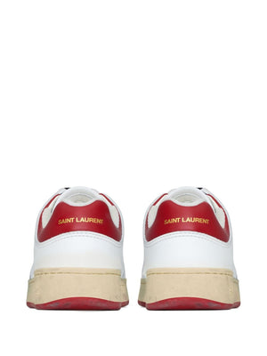 SAINT LAURENT White Leather Perforated Trainers for Men from SS24 Collection