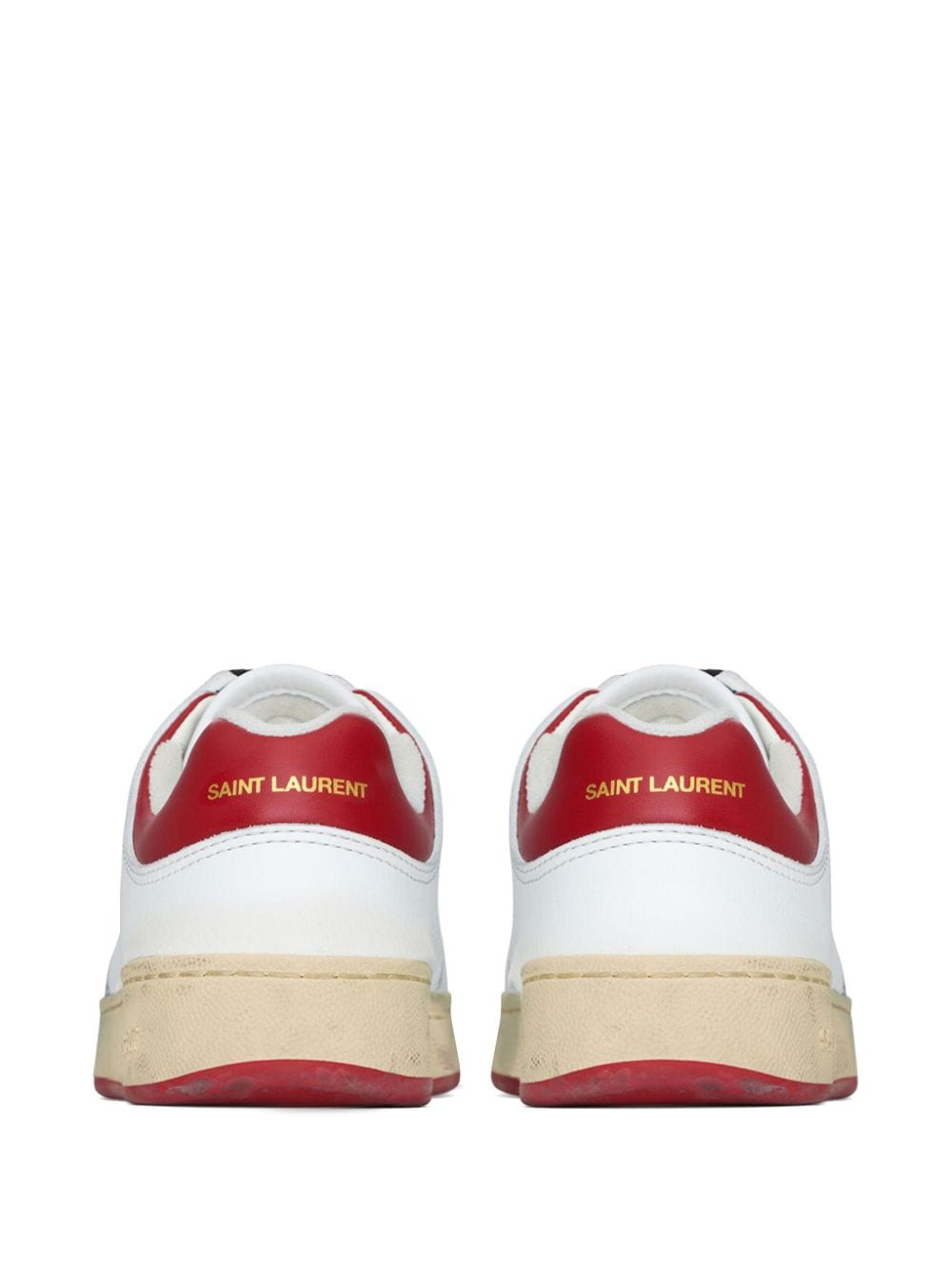 男士白色带红色细节和金色点缀的原创运动鞋