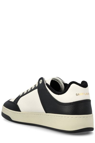 SAINT LAURENT Men's Black & White Perforated Leather Sneakers for SS24