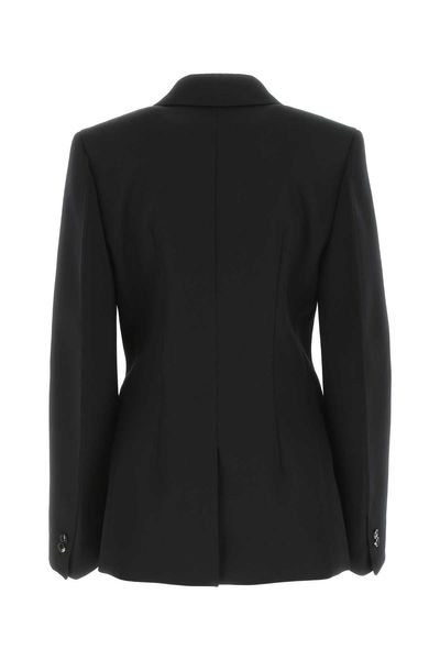 BOTTEGA VENETA Double-Breasted Wool Jacket with Satin Lapels for Women in Black