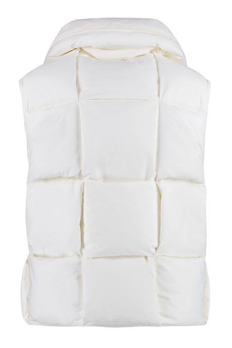 BOTTEGA VENETA Intreccio Motif Padded Vest in White Nylon - Women's FW22