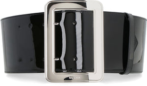 GUCCI SS23 Women's Black Leather Belt with Maxi Buckle