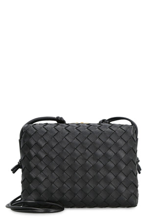 BOTTEGA VENETA Black Lambskin Intrecciato Mini Camera Bag with Adjustable Knotted Strap, 15.5x22x9 cm