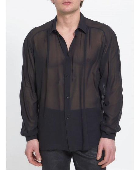 SAINT LAURENT Effortlessly Chic Black Silk Shirt for Men