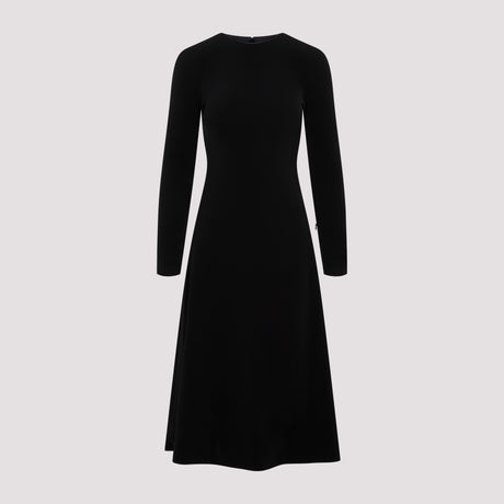 高领无袖黑色连衣裙，聚酯和弹性纤维混纺面料