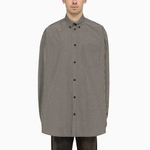 BALENCIAGA Checkered Cotton Oversized Shirt with Logo for Men