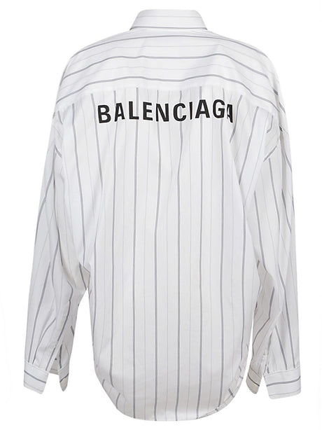 BALENCIAGA Women's Striped Cotton Shirt with Pointed Collar and Long Sleeves