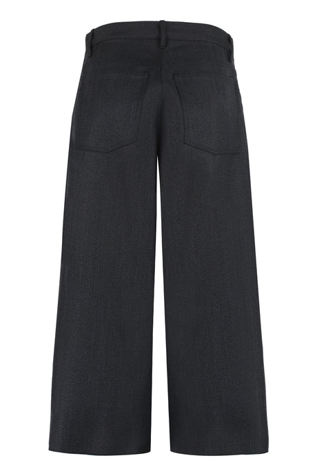 BALENCIAGA Black Wool Wide-Leg Trousers - Cropped length for SS23