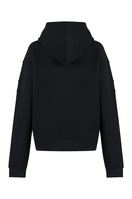 SAINT LAURENT Cotton Hoodie for Women with Ribbed Cuffs and Lower Edge