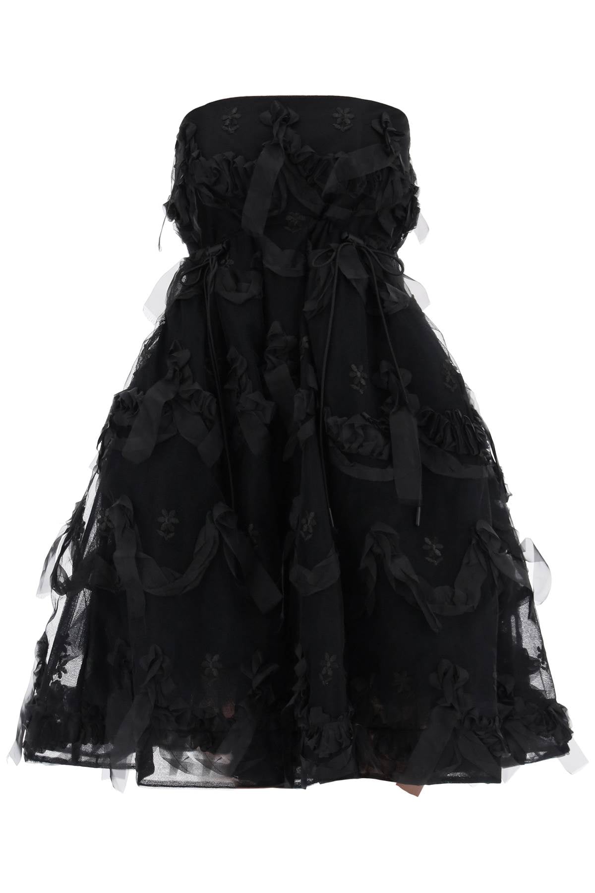 黑色花边蕾丝裙子带有弹性绳带