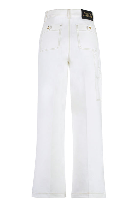 GUCCI White Cotton Denim Trousers for Women - SS23
