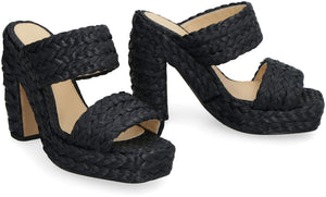 BOTTEGA VENETA Stylish Black Canalazzo Raffia Sandals for Women - SS23 Collection
